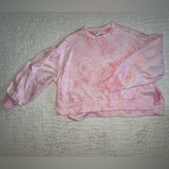 Tie Dye Crop Top Sweatshirt with puff sleeves by Crown & Ivy - Picture 2 of 8